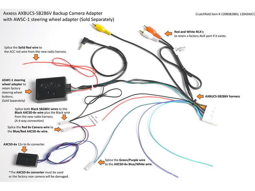 Axxess AXBUCS-SB286V Backup Cam Adapter Retain your backup cam and