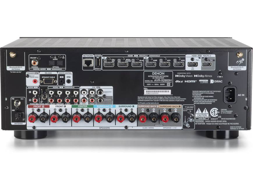 Denon AVR-X2900H 7.2-channel home theater receiver with Dolby
