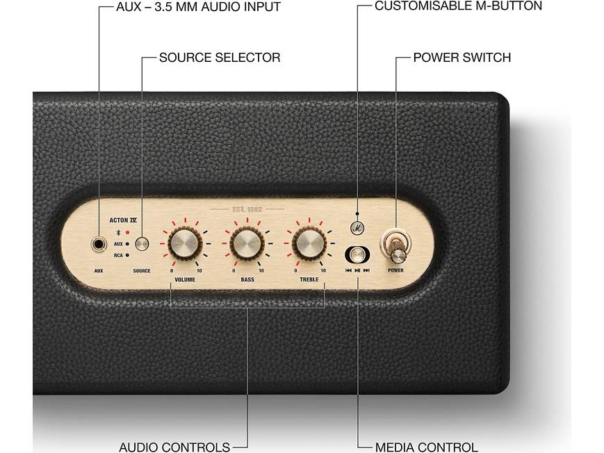 Marshall Acton IV (Black) Powered Bluetooth® home speaker (Black