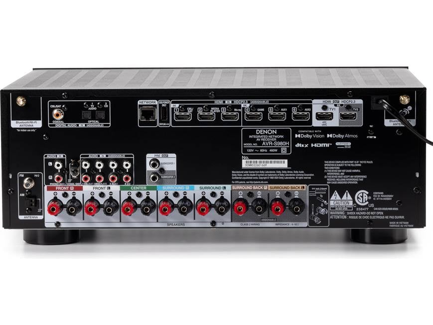 Denon AVR-S980H 7.2-channel home theater receiver with Dolby Atmos