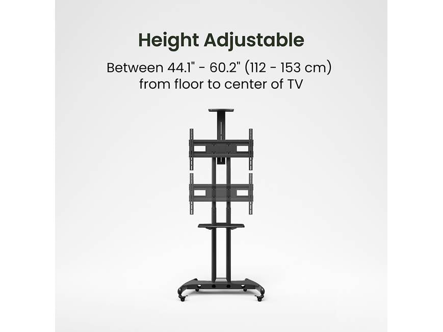 Height-adjustable TV stand with cart and shelves