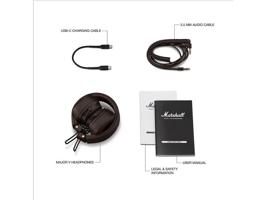 Marshall Major V (Brown) Wireless on-ear Bluetooth® headphones