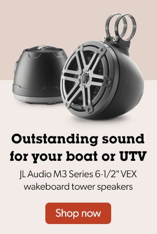 Outstanding sound for your boat or UTV. JL Audio M3 Series 6-1/2" VEX wakeboard tower speakers