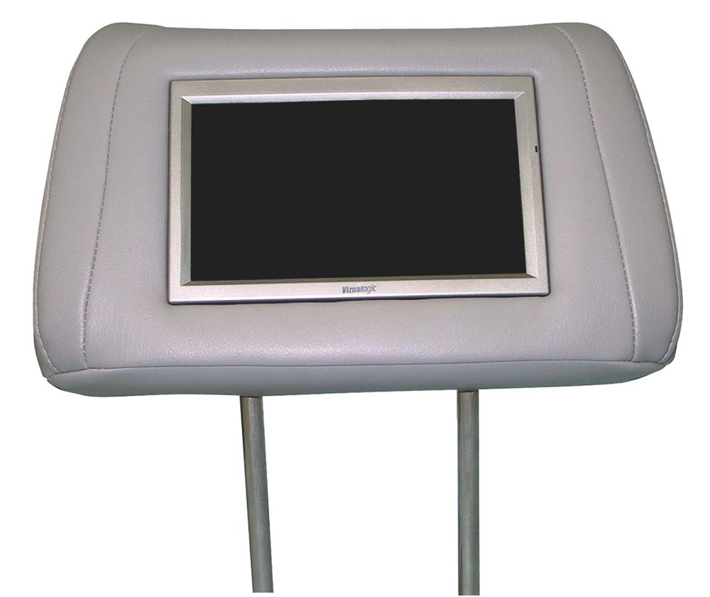 Vizualogic Headrest Monitor (Taupe Leather) Leather Headrest with 7