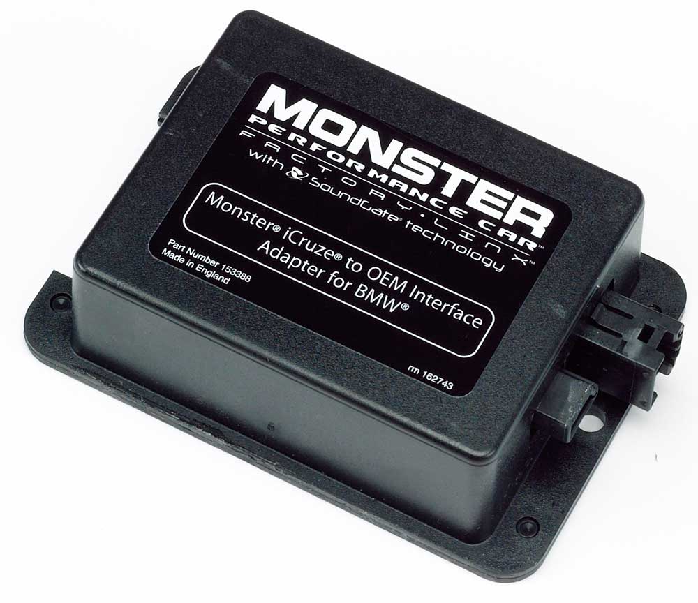 Monster iCruze Interface Connect the iCruze to the factory radio in your 1996-up BMW/2002-up Mini Cooper at Crutchfield.com