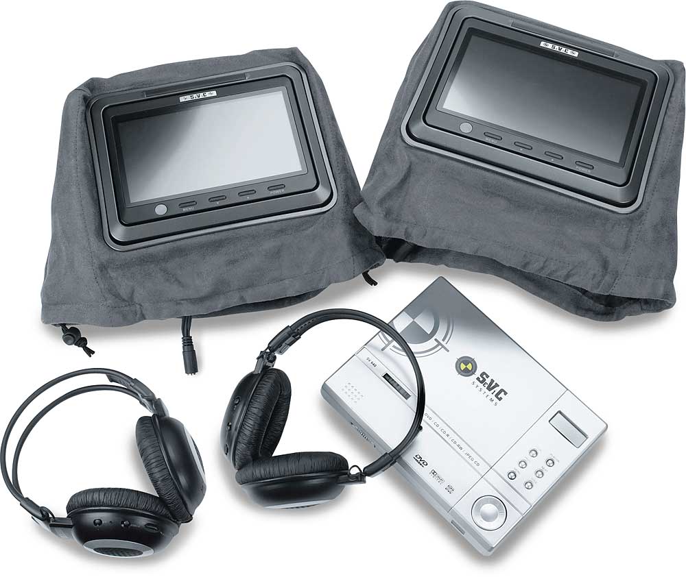 SeViC Universal Headrest Video Package (Large Gray) Two headrest video