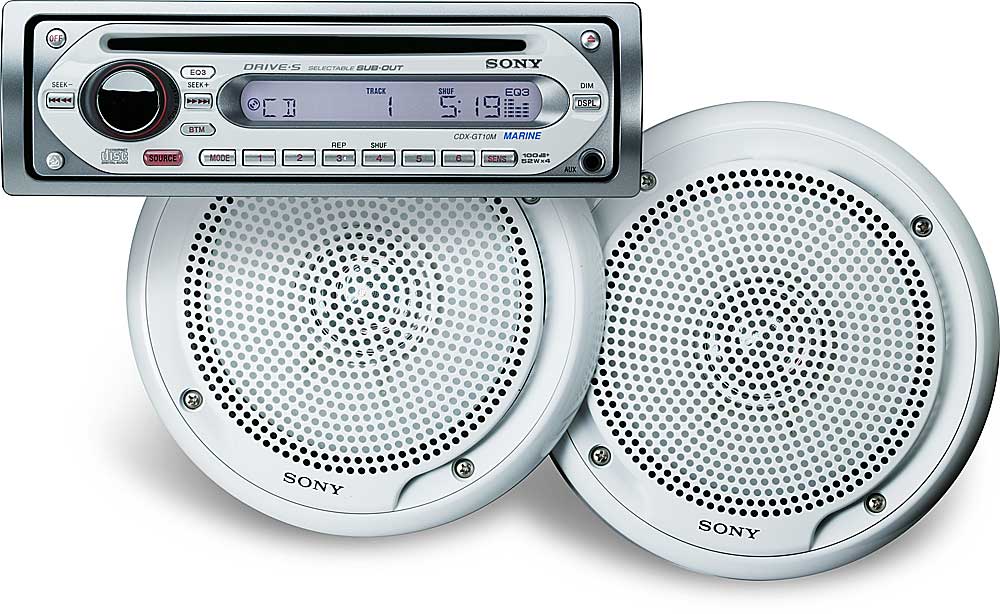 Sony Marine Package CDXGT10M marine CD player XSMP1610W 61/2" marine