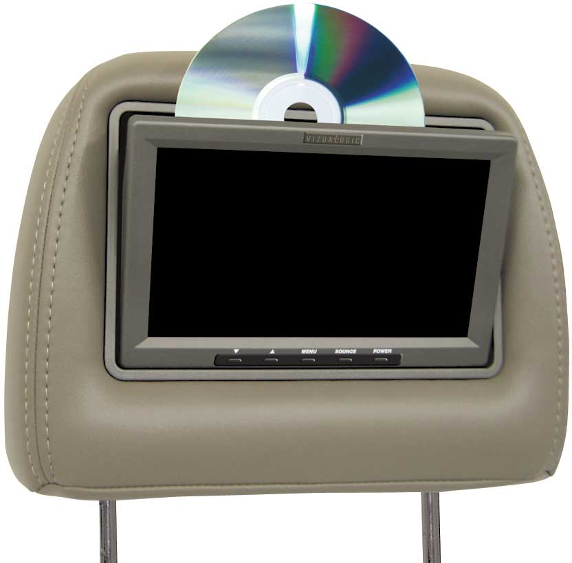 Vizualogic Video Headrests Package Two taupe leather headrests with