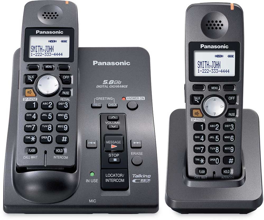 Panasonic KX-TG6052B 5.8 GHz expandable cordless phone system with ...