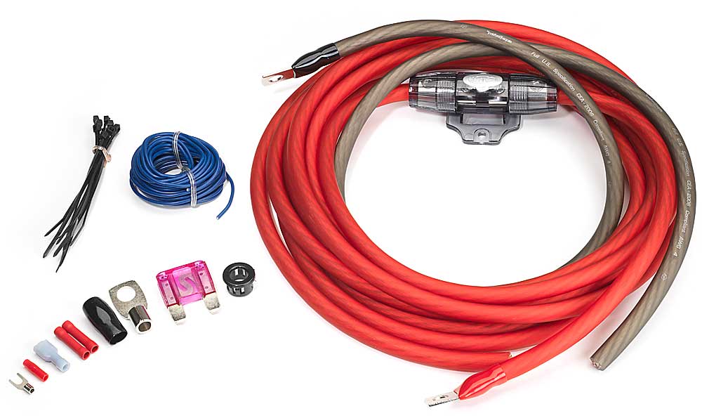 Rockford Fosgate RFK4 4-gauge amplifier power wiring kit at Crutchfield.com
