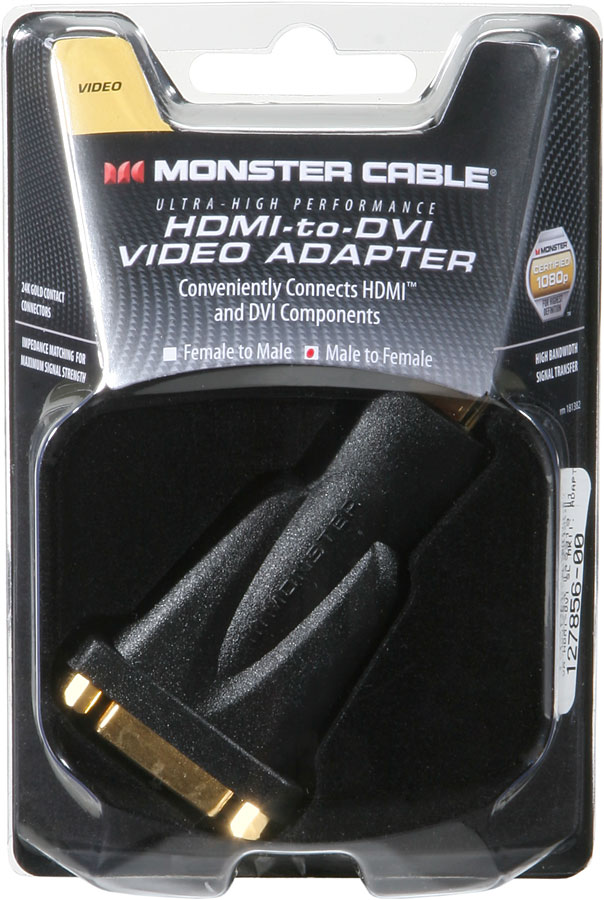 Monster Power Plug Customer Reviews: Monster Cable HDMI-DVI Adapter Male HDMI to female ...