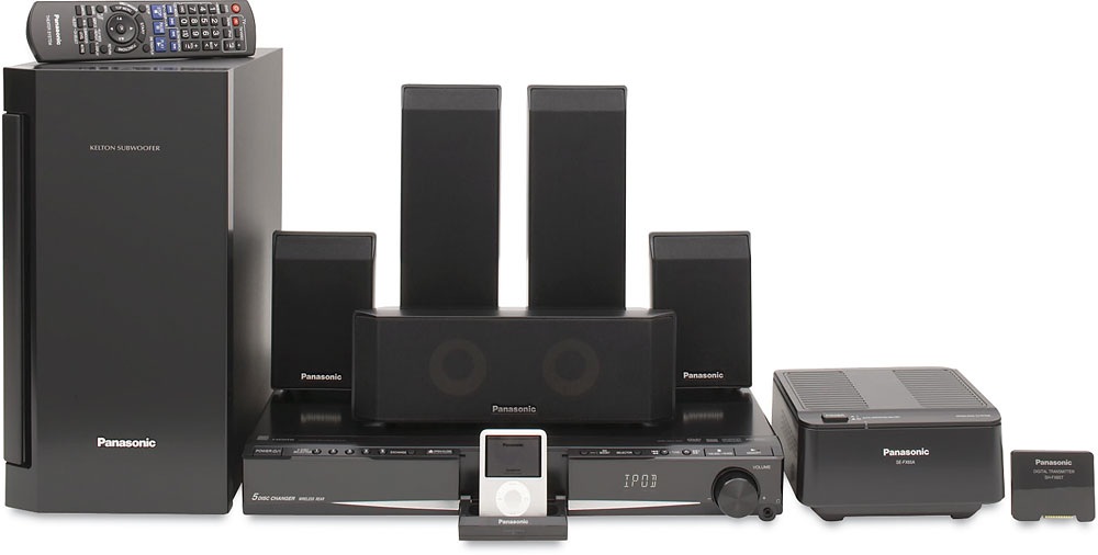 Panasonic Sc Pt760 5 Disc Dvd Home Theater System With Wireless Rear Speaker Kit And Built In Ipod Dock At Crutchfield