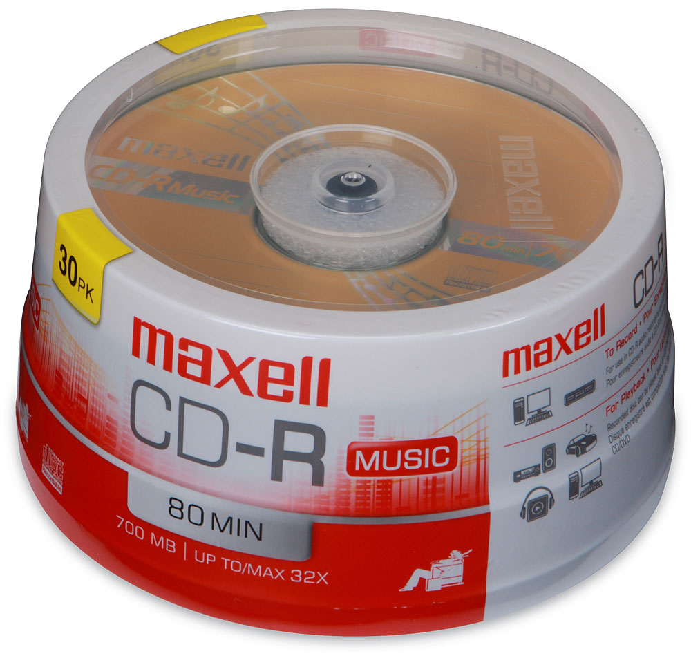 Maxell CD-R 80 (30-disc spindle pack) Blank CD-R Audio Recordable Discs ...