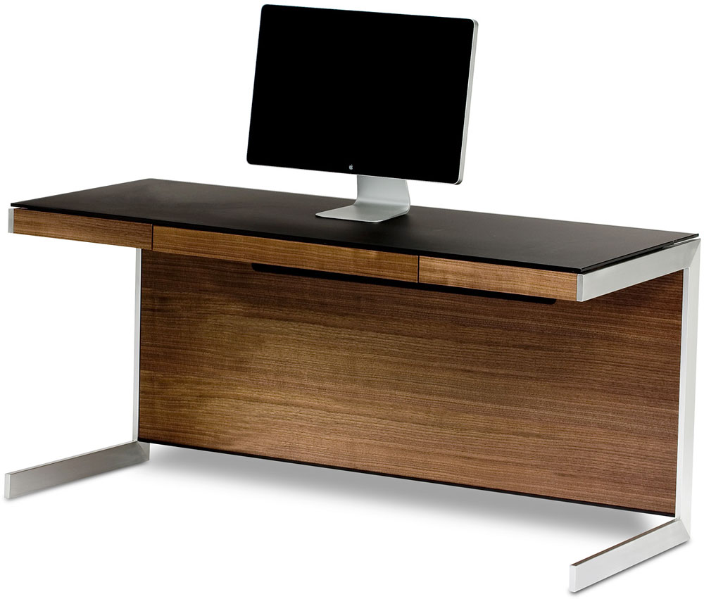 Bdi Sequel 6001 Desk Walnut 60 Wide Desk With Center Drawer At