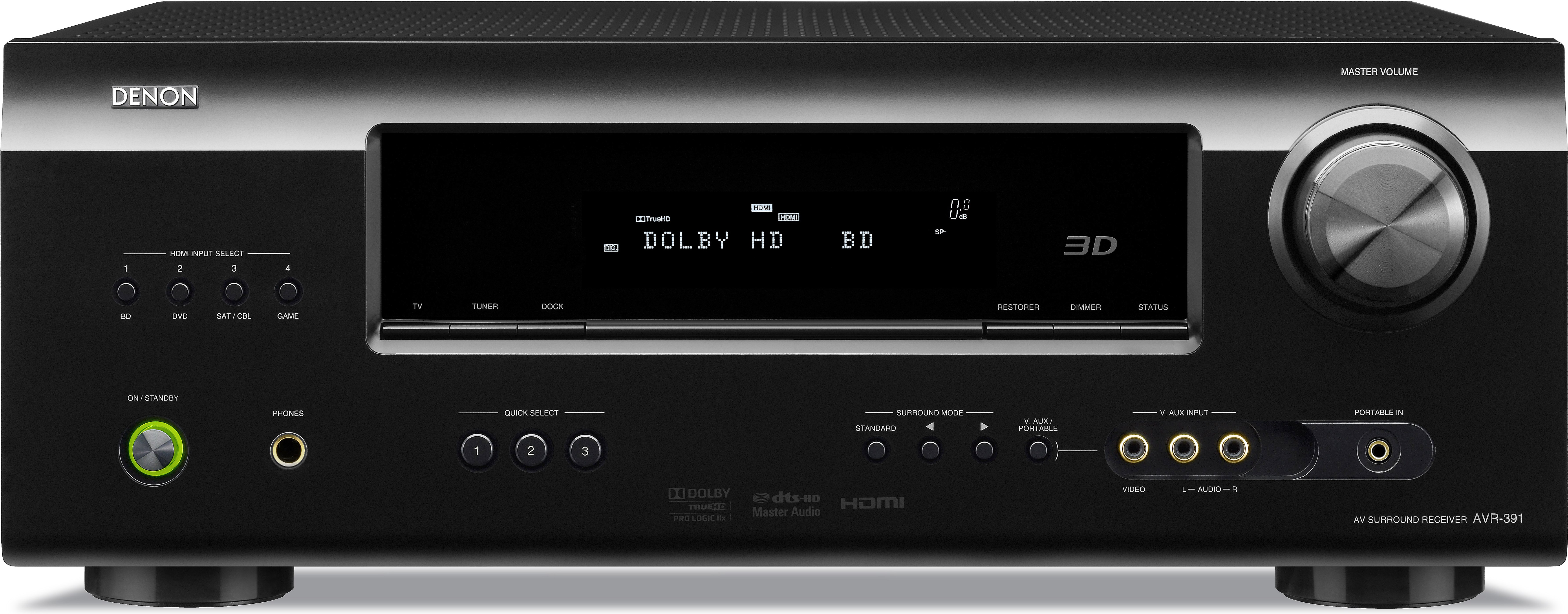 Denon AVR391 Home theater receiver with 3Dready HDMI switching at