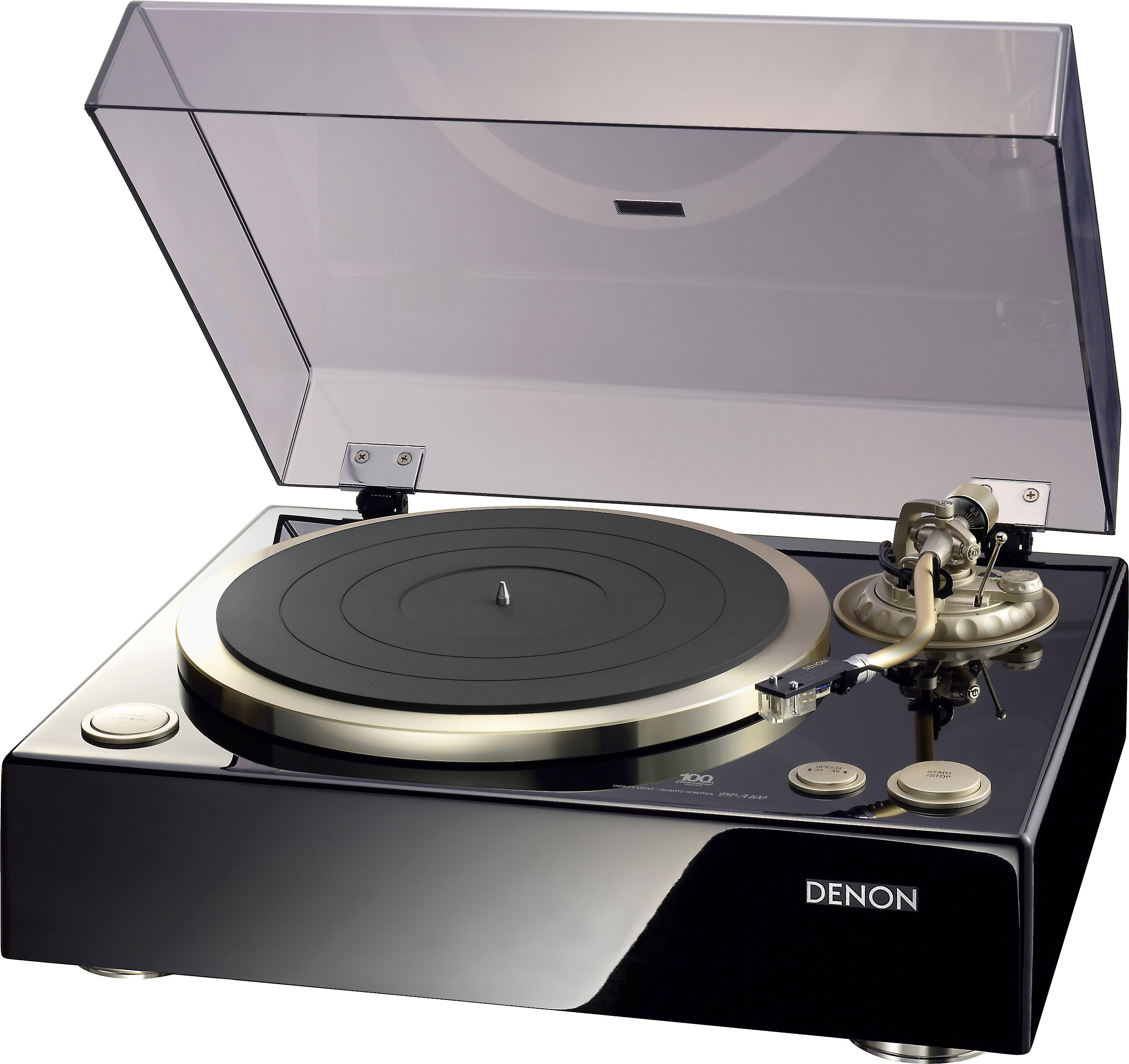 denon record player with speakers