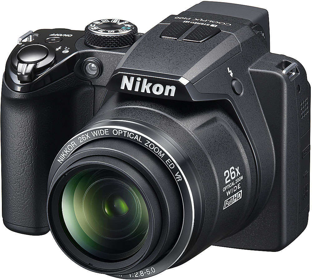 Nikon Coolpix P100 10.3-megapixel digital camera with 26X optical zoom and  HD movie mode at Crutchfield.com