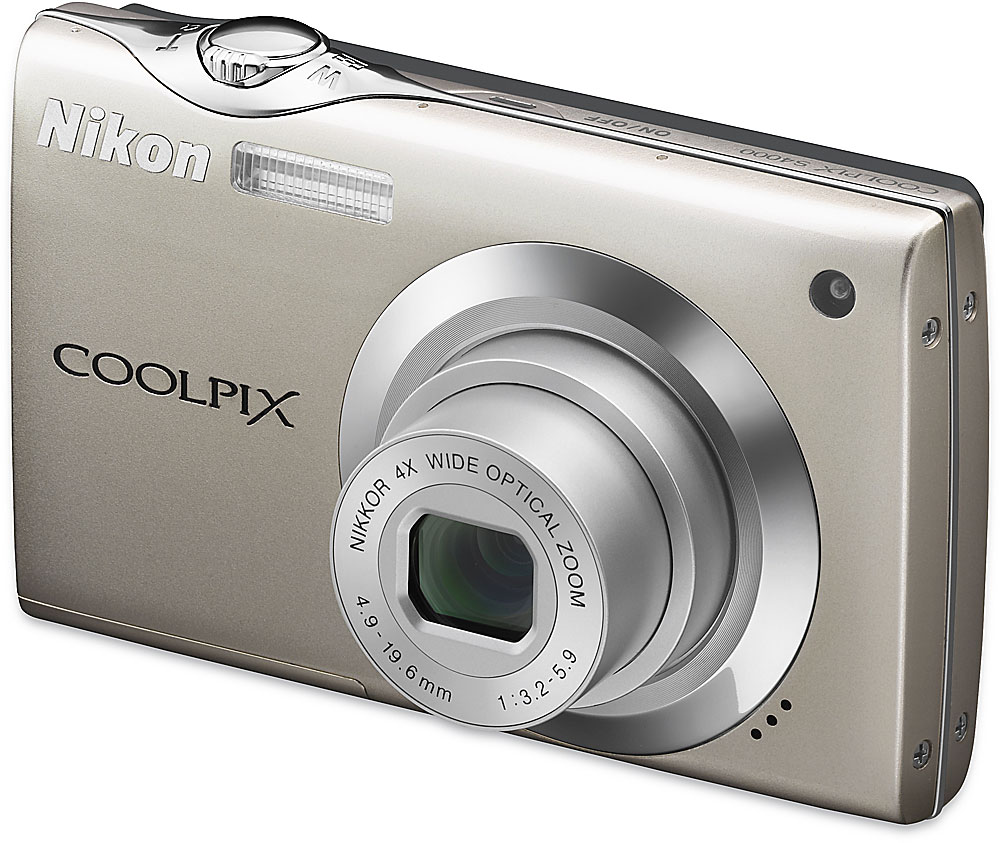 Nikon Coolpix S4000 (Champagne Silver) 12-megapixel digital camera with 4X optical zoom and HD video recording at Crutchfield.com