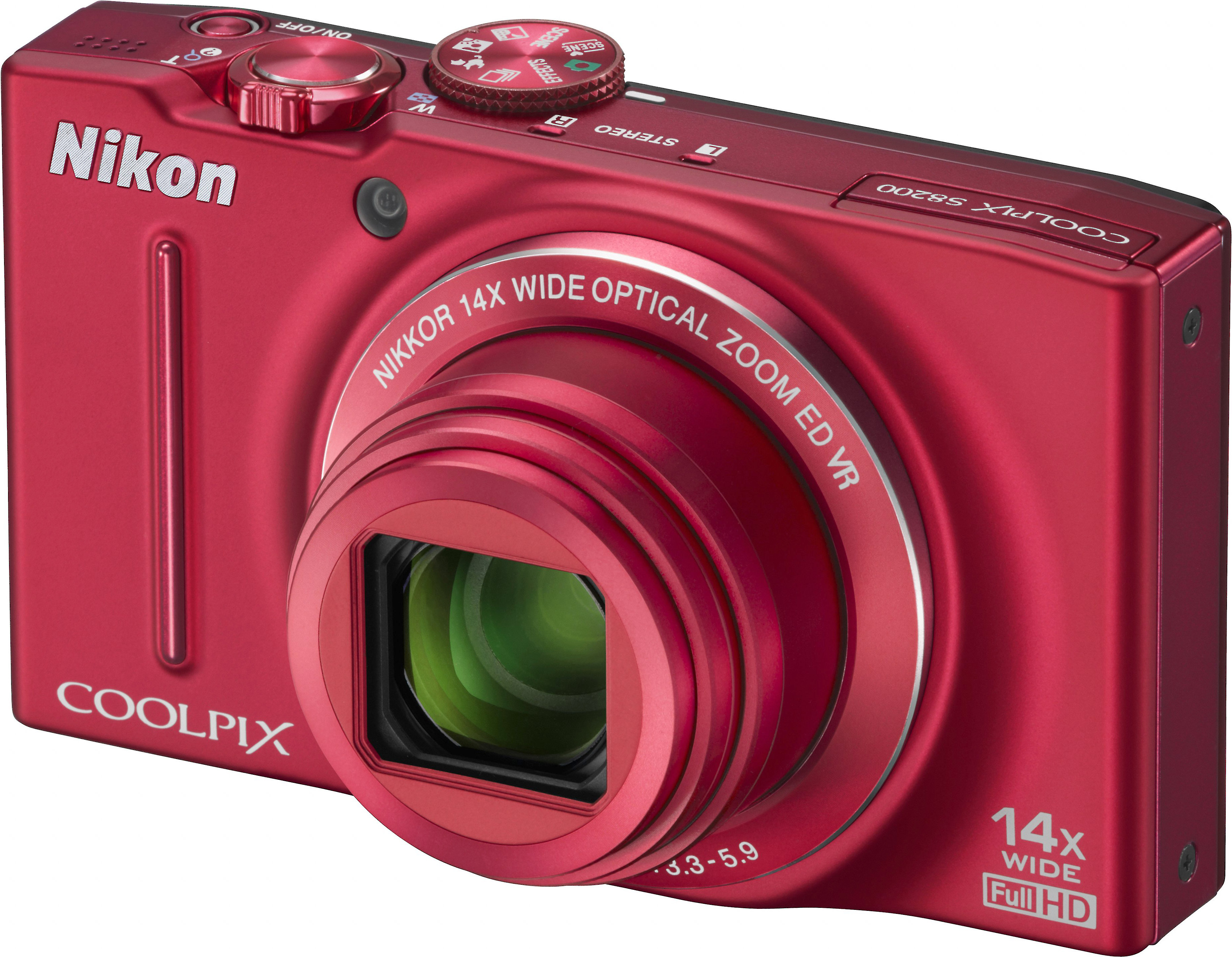 Nikon Coolpix S8200 (Red) 16-megapixel digital camera with 14X optical