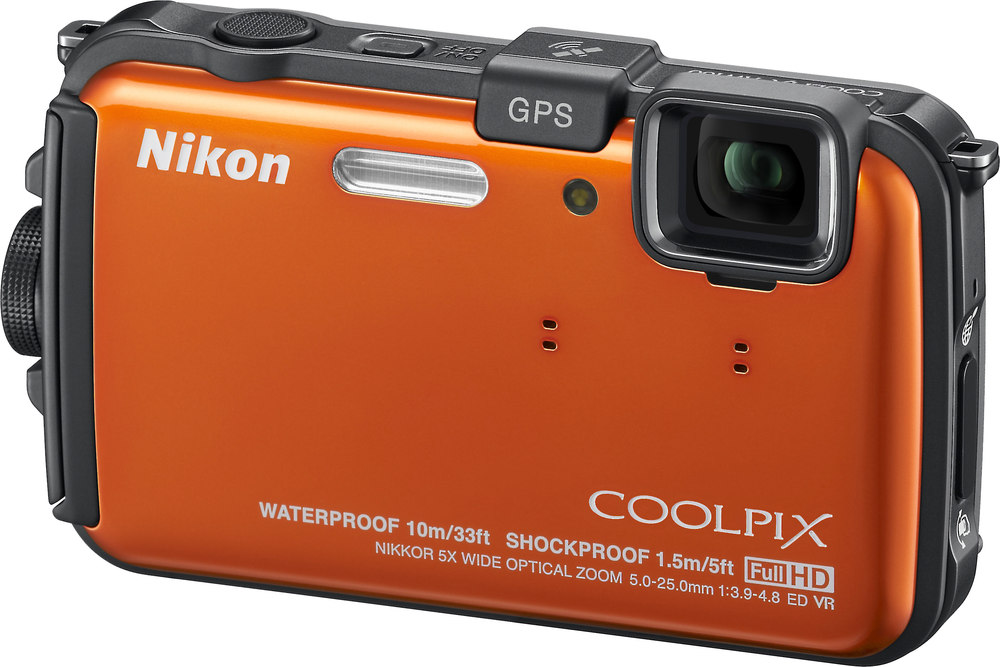 Nikon Coolpix AW100 (Orange) Tough-style 16-megapixel digital camera ...