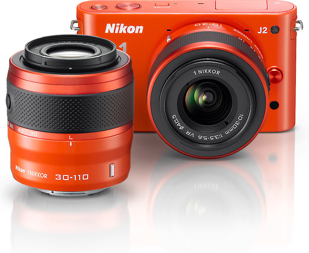 Nikon 1 J2 Dual Lens Kit with 10-30mm and 30-110mm VR lenses (Orange