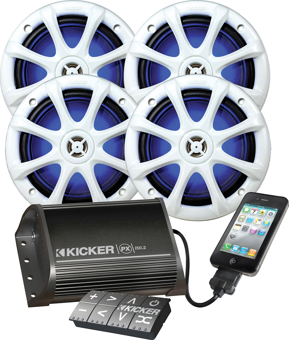 Kicker Marine iPod® Sound System Includes a PXi50.2 amp and two sets of