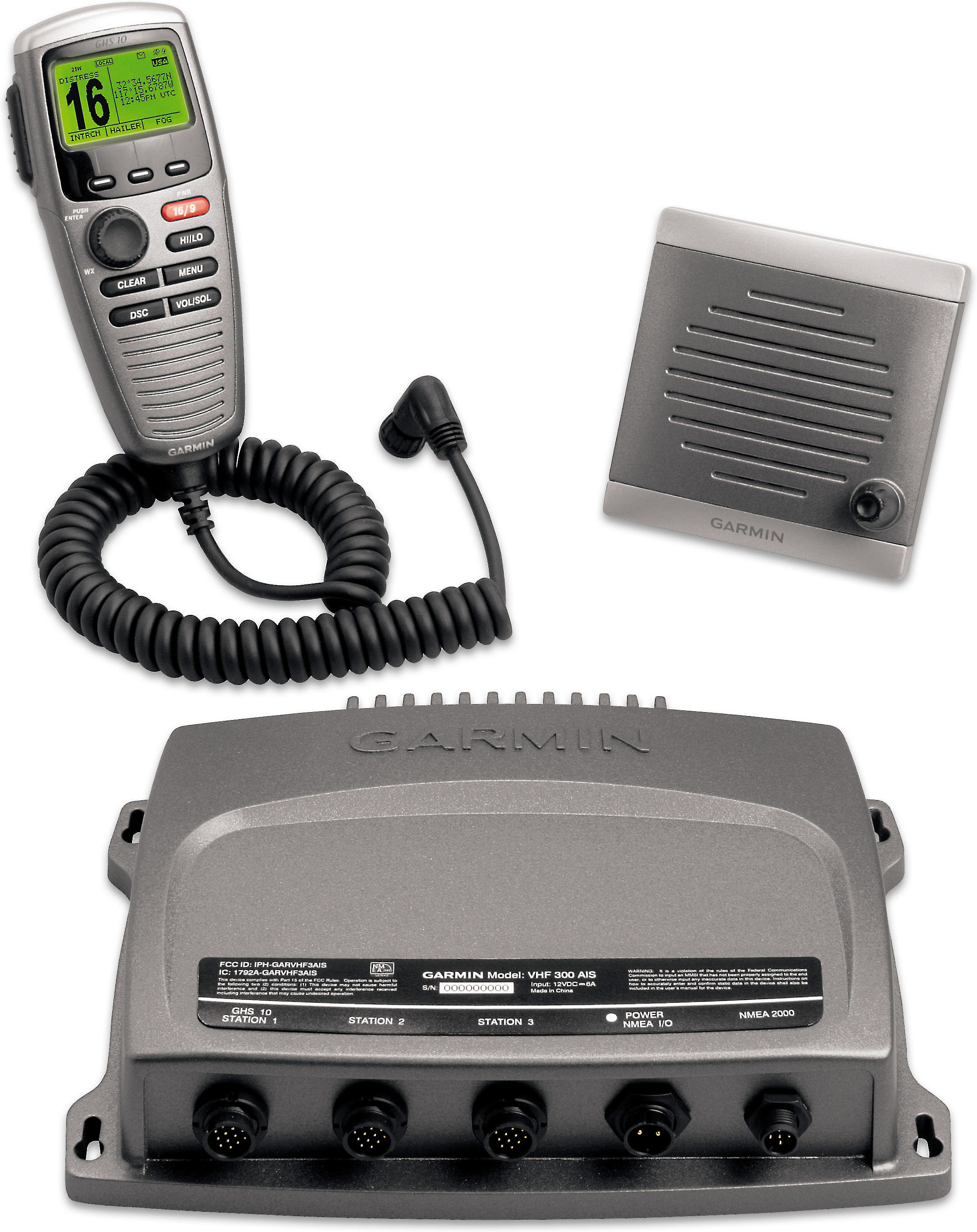 Garmin VHF 300 AIS (Gray) Marine radio with builtin AIS receiver at