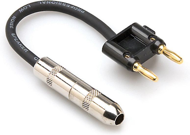 Hosa 1/4" TS to Dual Banana Speaker Cable Adapter 6inch pigtail, black connector at Crutchfield