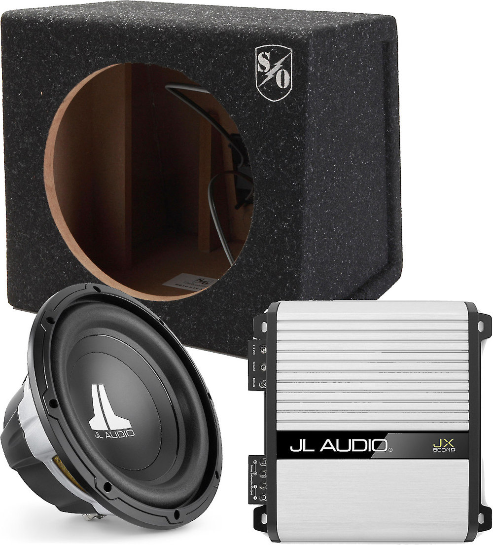 JL Audio 300-Watt Bass Package Includes JL Audio W0v3 10" subwoofer, JL  Audio JX500/1D amplifier, and Sound Ordnance Bass Bunker enclosure at  Crutchfield. ...