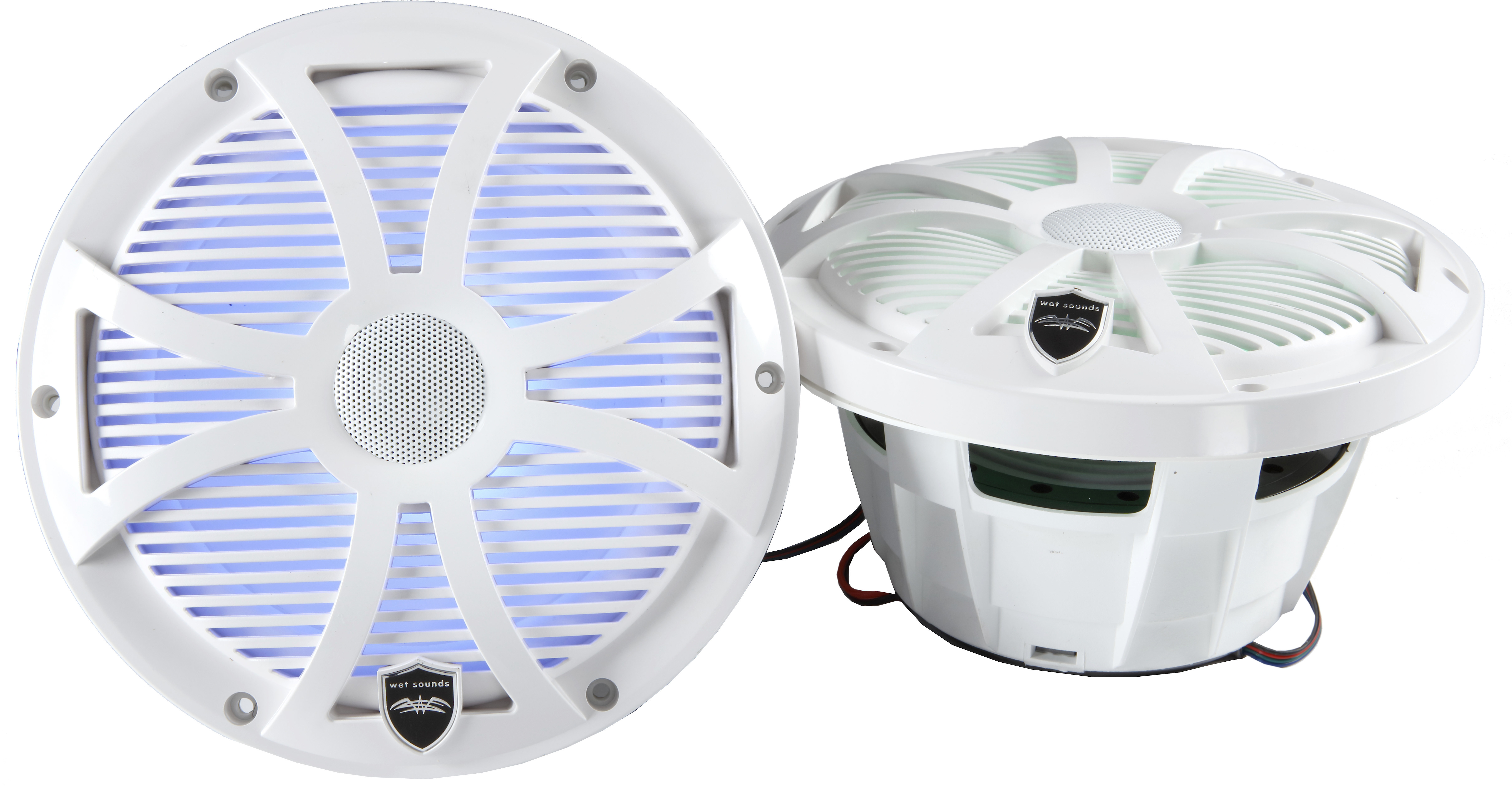 Wet Sounds REVO 8-SWW White Closed SW Grille 8 Inch Marine LED Coaxial Speakers Pair