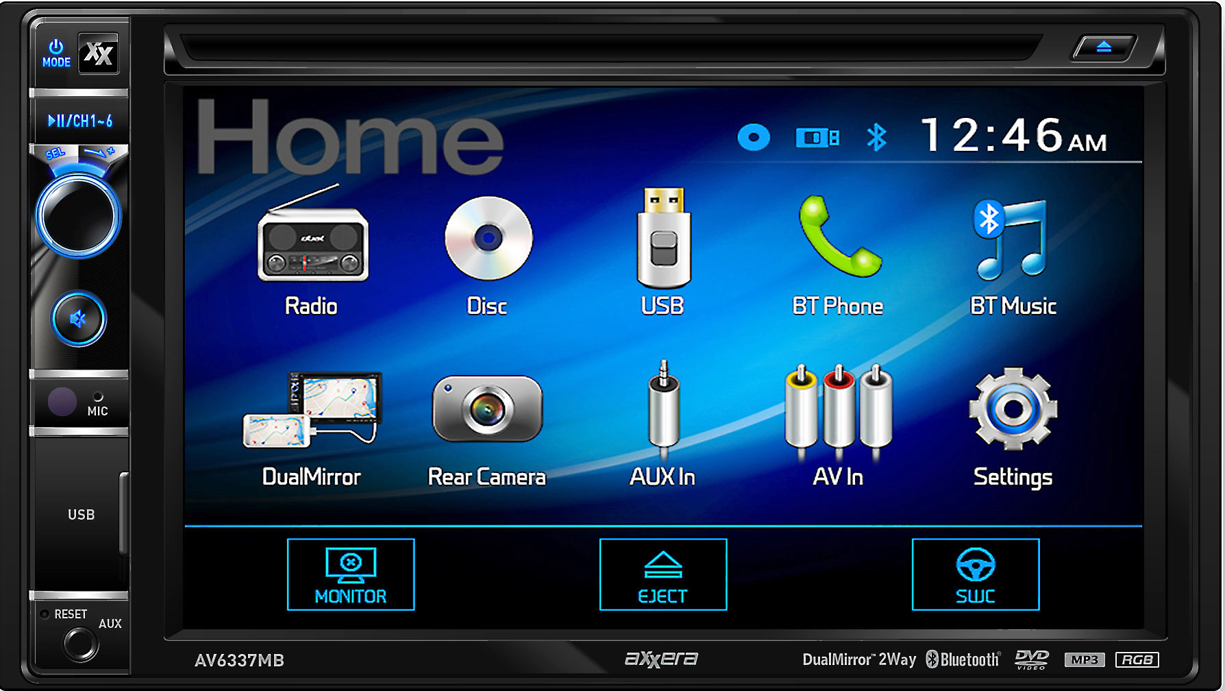 Axxera AV6337MB DVD receiver at Crutchfield