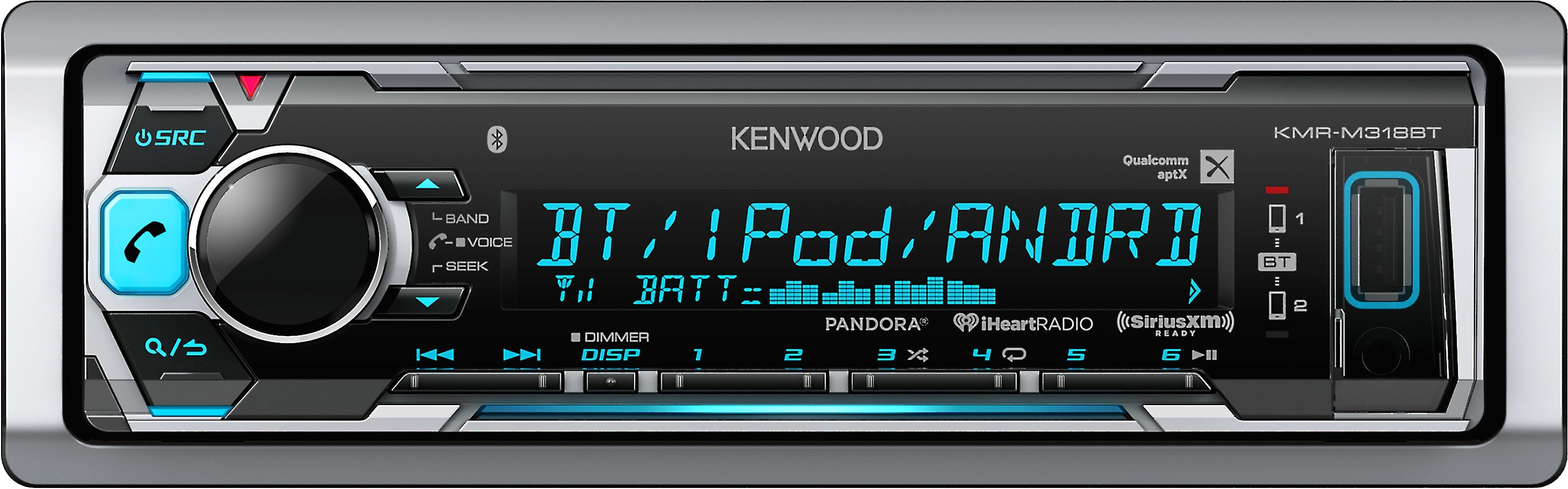 Kenwood Kmr M318bt Marine Digital Media Receiver With Bluetooth Does Not Play Cds At Crutchfield