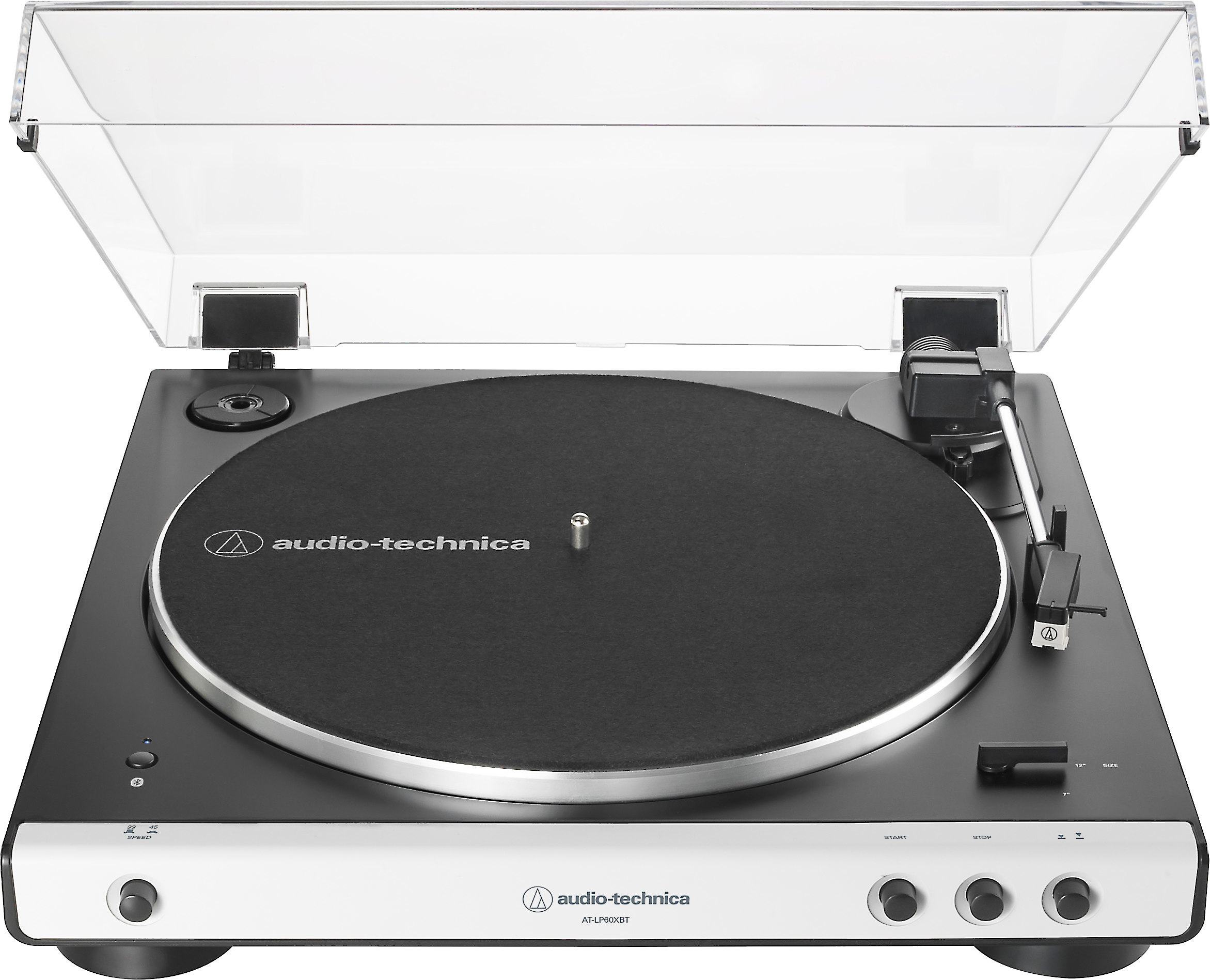 Audio Technica Lp 60xbt White Fully Automatic Belt Drive Turntable With Built In Phono Preamp And Wireless Bluetooth Audio Output At Crutchfield