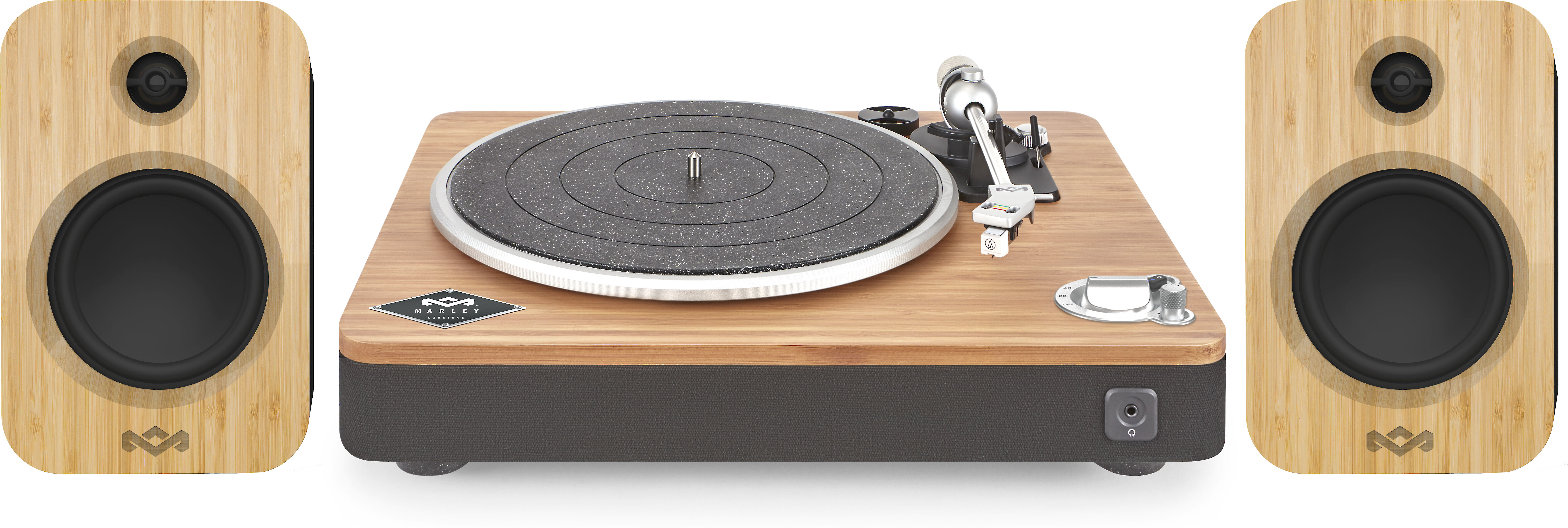 House of Marley Bluetooth® Turntable/Speaker Bundle Includes Stir It Up  wireless turntable and Get Together Duo speakers at Crutchfield