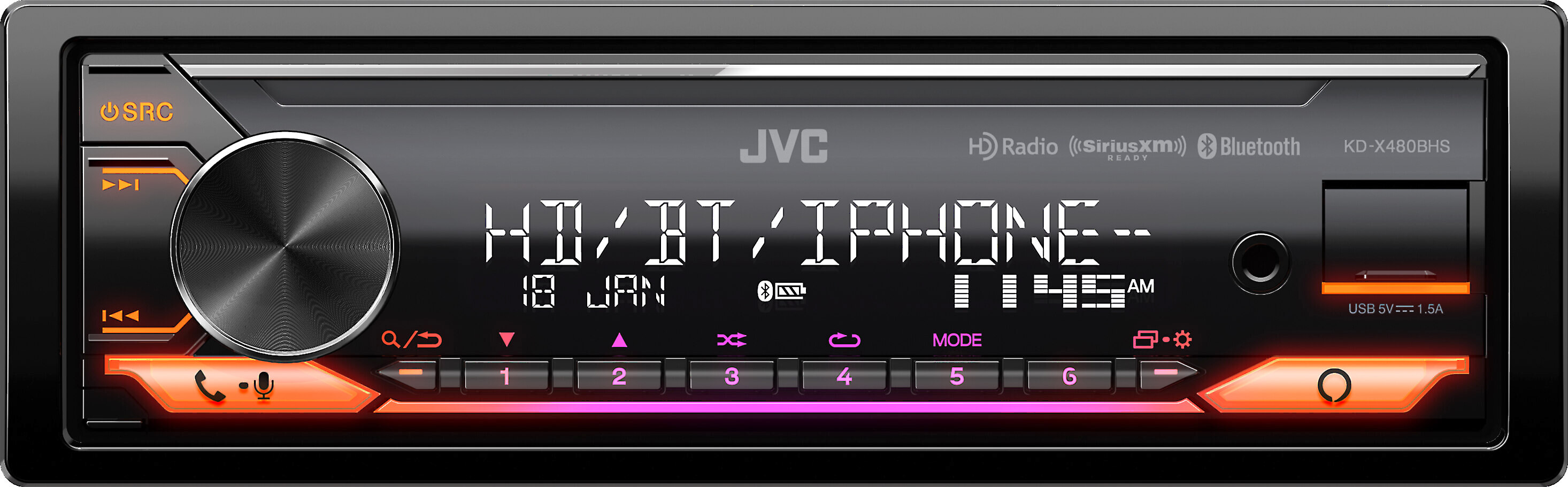 JVC KD-X480BHS Digital Media Receiver Featuring Bluetooth / USB / HD Radio