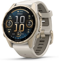 Garmin fenix 8 GPS Smartwatch, 43 mm AMOLED, Sapphire Soft Gold with Fog Gray Band