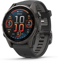 Garmin fenix 8 GPS Smartwatch, 43 mm AMOLED, Sapphire Carbon Gray Titanium with Black Band
