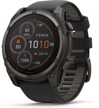 Garmin fenix 8 GPS Smartwatch, 51 mm Solar Sapphire Carbon Gray Titanium with Black Band