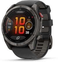 Garmin fenix 8 Pro, 51 mm AMOLED Carbon Gray DLC Titanium Black Pebble Gray Silicone Band